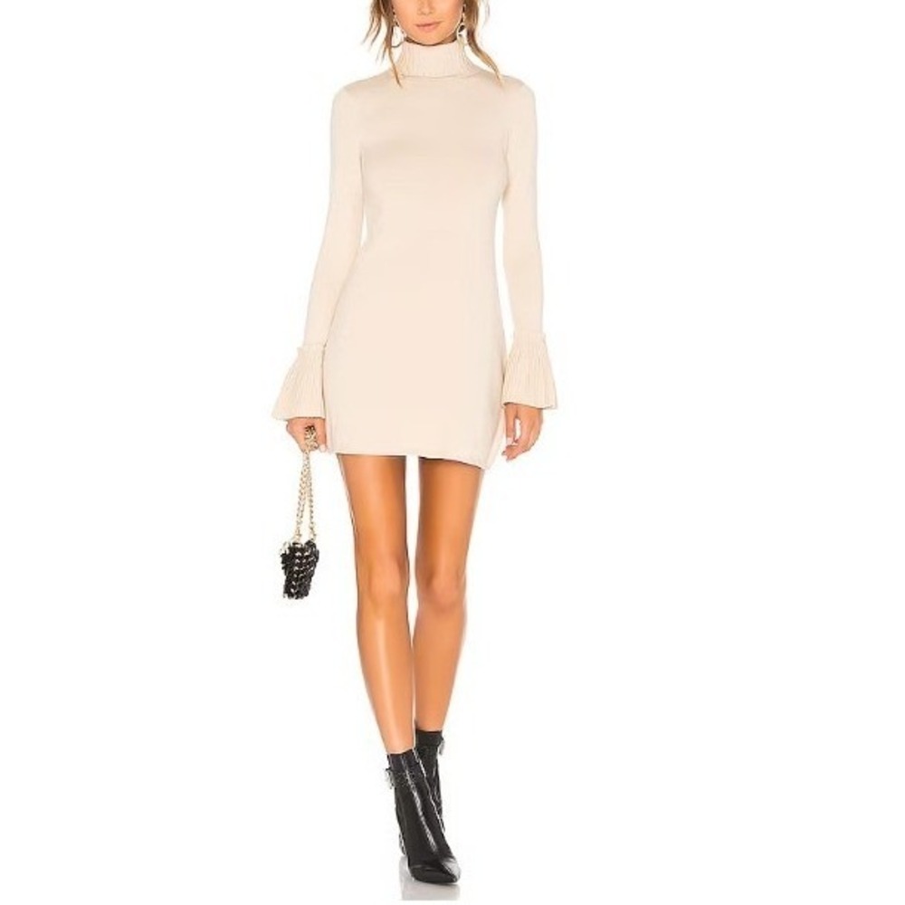 House of Harlow 1960 x REVOLVE Marni Dress L Pleated Bell Sleeve Chic Minimalist